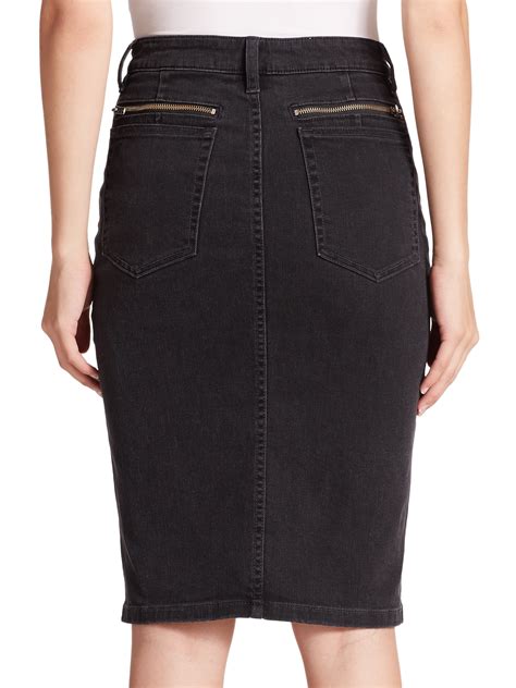 Black Stretch denim pencil skirt 